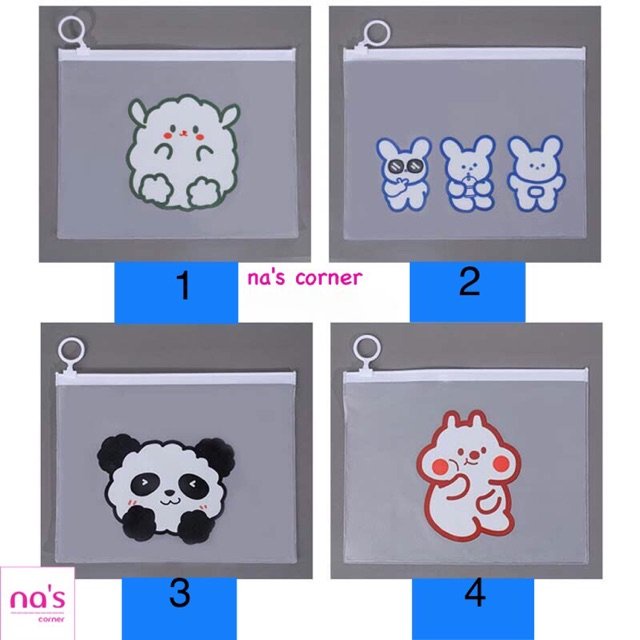 Túi ví zip chống thấm đựng bút, mỹ phẩm size A5 hình thú dễ thương
