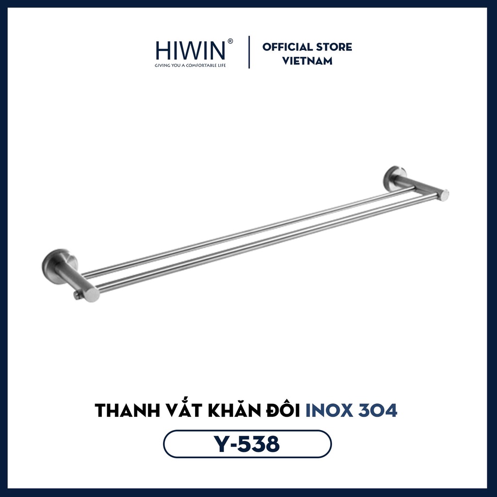 Thanh vắt khăn đôi inox 304 mặt gương Hiwin Y-538