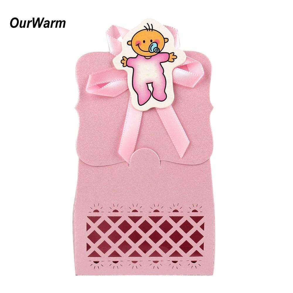 Bộ 12 Hộp Đựng Kẹo Bằng Giấy Dễ Thương Cho Tiệc Thôi Nôi Em Bé