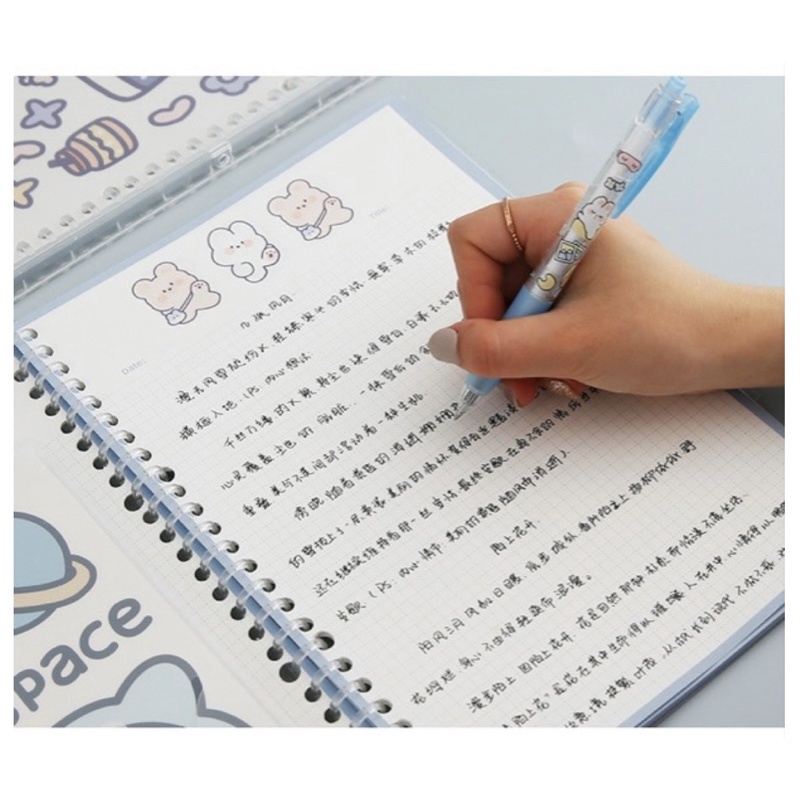 Sổ vở tập ghi chép bìa họa tiết dễ thương kèm file đựng hồ sơ phong cách Hàn Quốc Tẻn Tẻn
