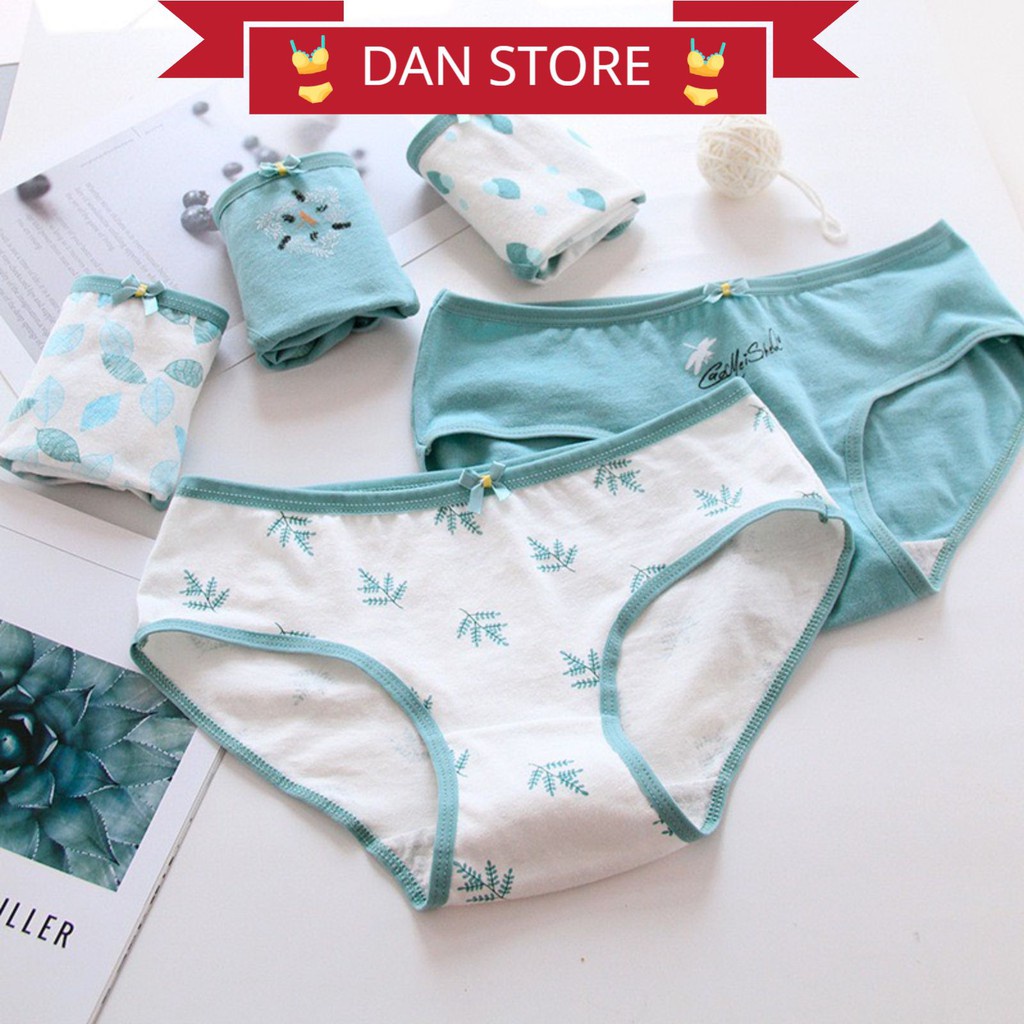 Quần Lót Nữ - Quần Lót Nữ Cotton kháng khuẩn thoáng mát mềm mại tông xanh lá màu dễ thương DAN STORE MÃ 1311