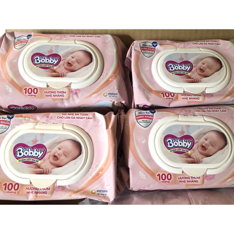 Khăn ướt Bobby gói 100 tờ date 2026