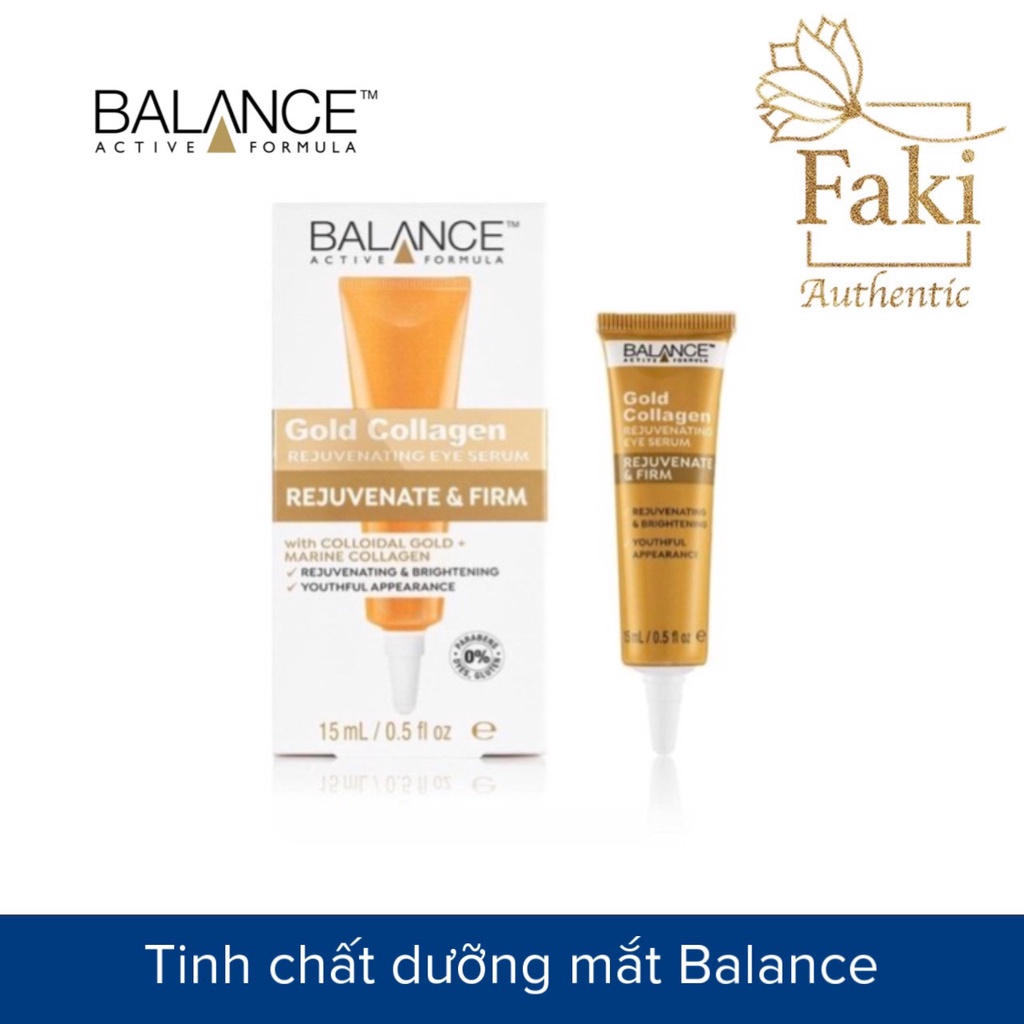 Tinh Chất Dưỡng Mắt, Giảm Nếp Nhăn Balance Active Formula Gold Collagen Serum 15ml