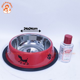 Khay ăn đơn inox cho chó Pug Mark