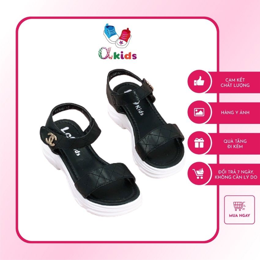 Sandal bé gái 4 10 tuổi Alpha Kids cao cấp, đế xuồng siêu nhẹ, quai ngang đơn giản dễ đeo
