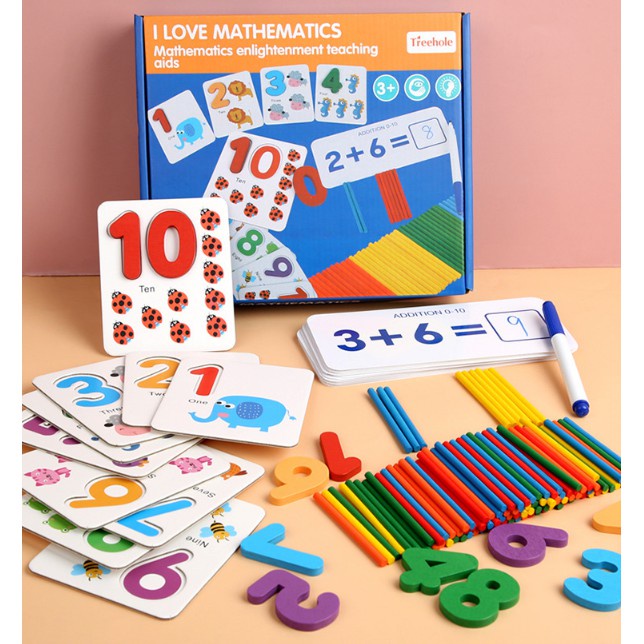 Bộ toán 9 số và que tính