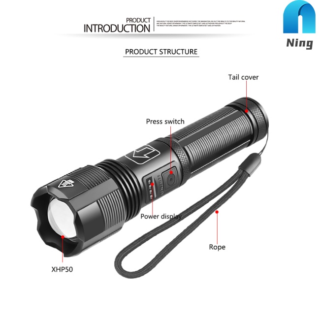 Đèn Pin Cầm Tay Ning XHP50 5 Chế Độ Tiện Lợi