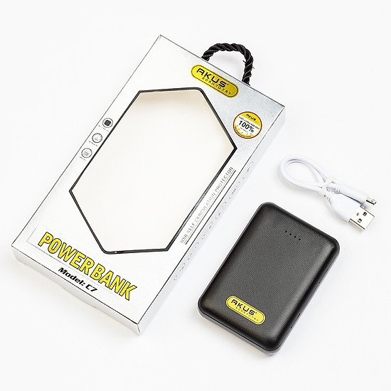 Sạc dự phòng 7.000 mAh chính hãng Akus siêu nhỏ gọn model C7 (đen)