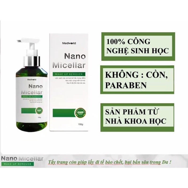 Tẩy trang Nano Micellar Tẩy Trang Công Nghệ Nano, 100% Sinh Học