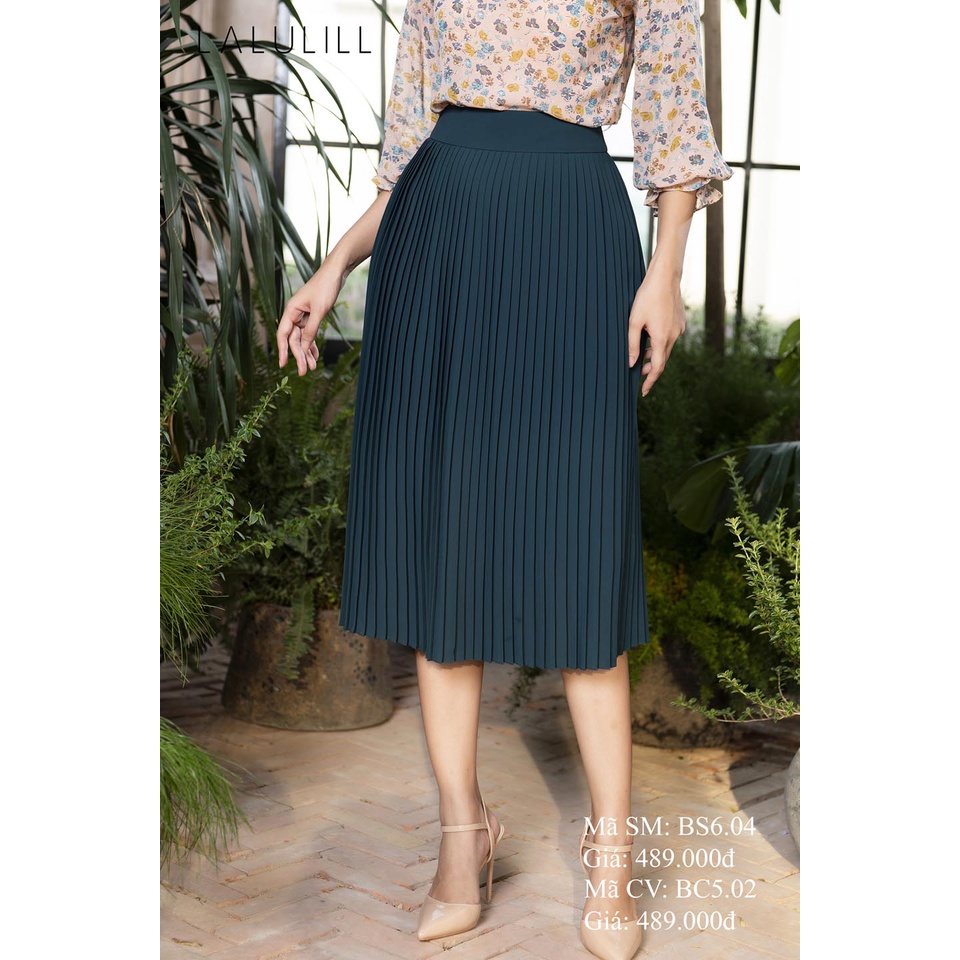 LALULILL - Chân váy 2 lớp dập ly lụa viscose