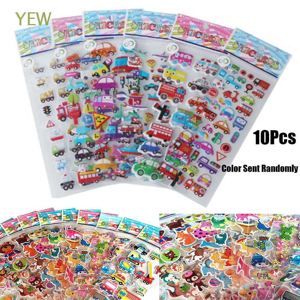 10 tấm hình dán hoạt hình 3D trang trí sổ lưu niệm