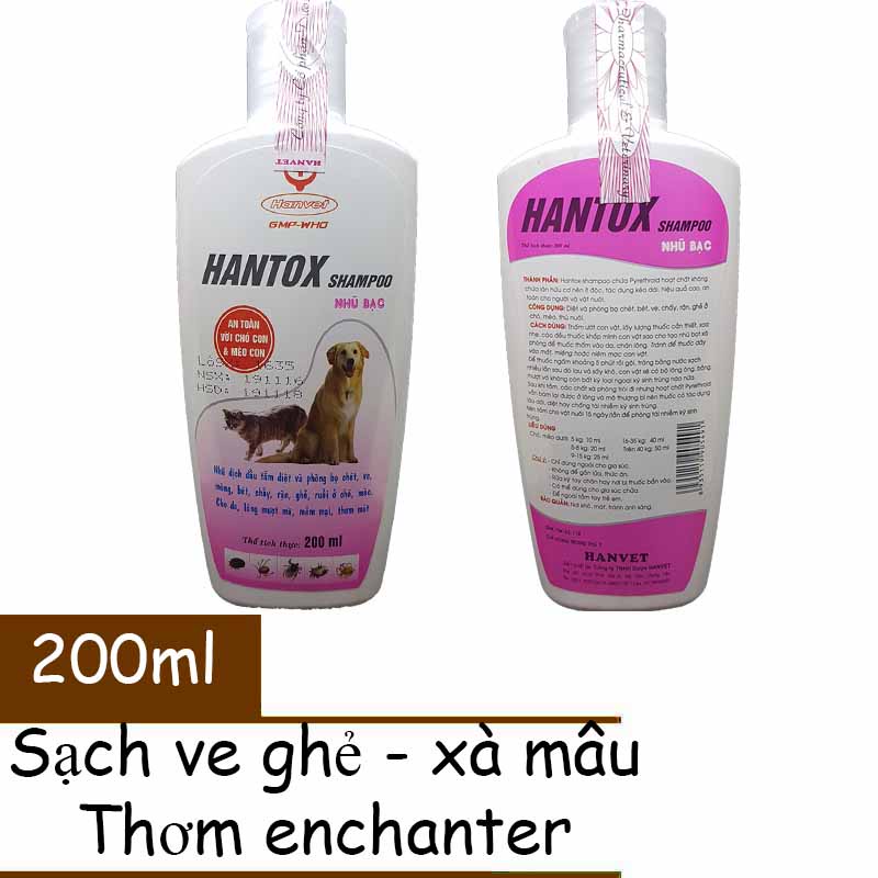 Sữa Tắm Trị Ve Rận Bọ Chét Chó Mèo Hantox Shampoo 200ml - Lida Pet Shop