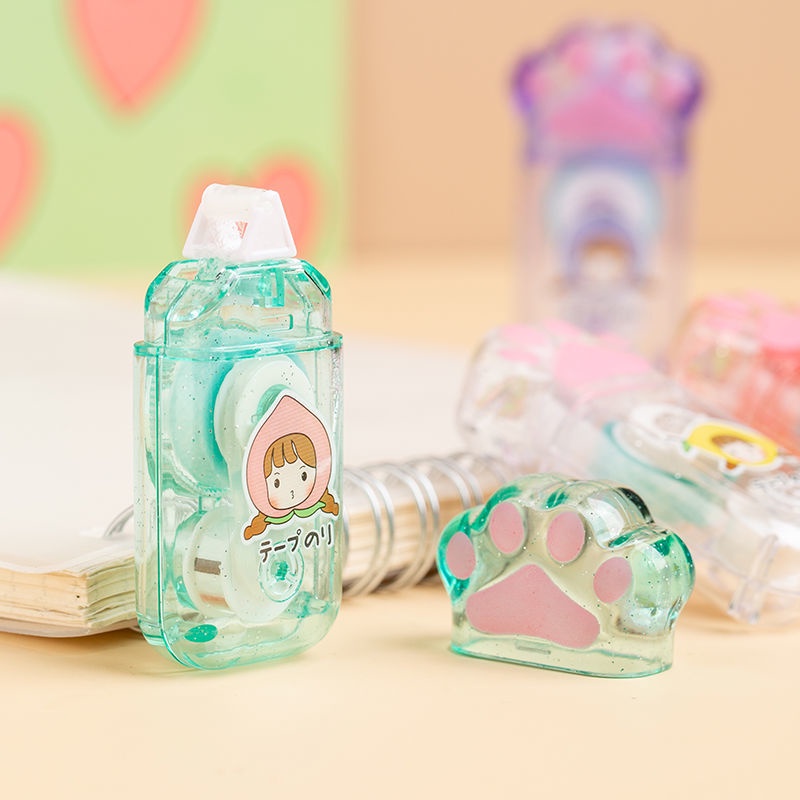 Cuộn Băng Keo Hai Mặt 5mm*5m Hình Chân Mèo Dễ Thương Trang Trí Sổ Tay/Nhật Ký Cho Học Sinh