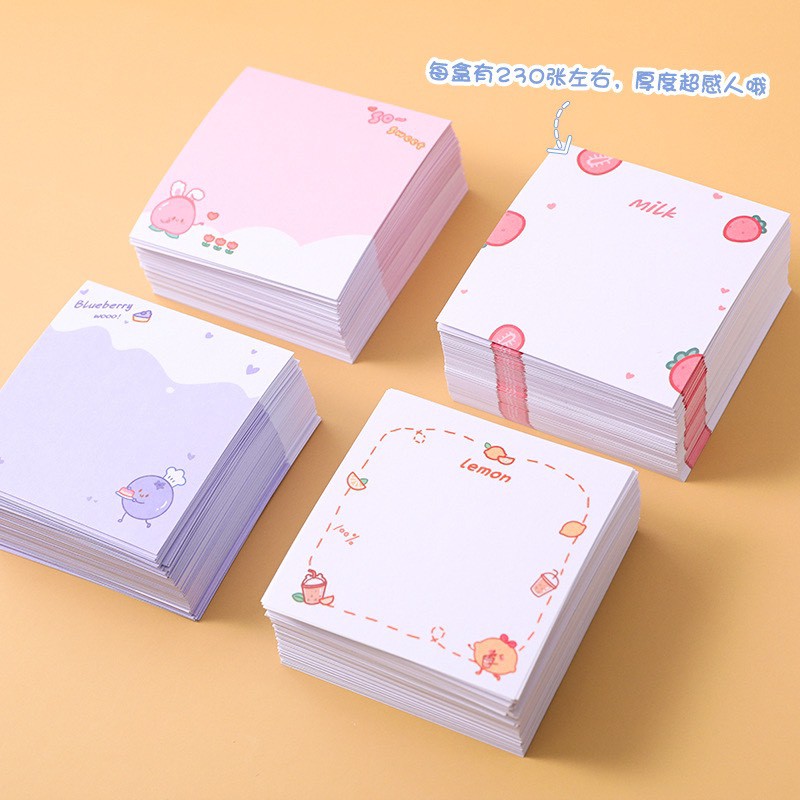 Tập giấy note, giấy nhớ memo 230 tờ rút két hình hộp sữa - giấy note cute D-13