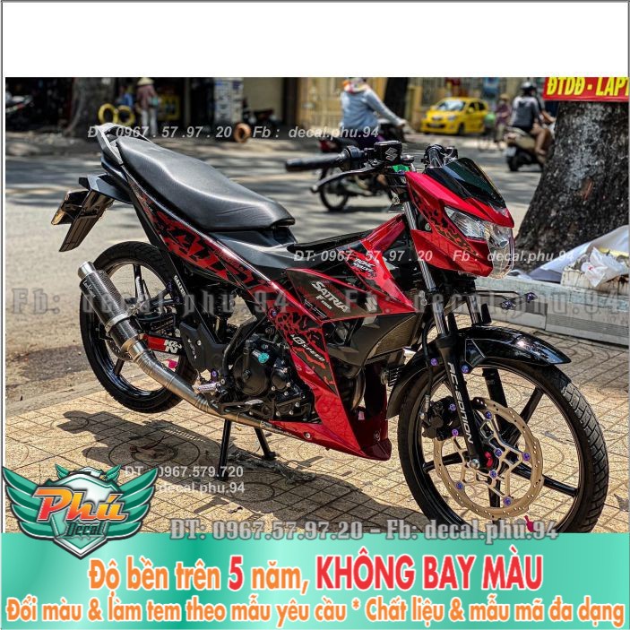 Tem rời Satria đỏ đen Candy (X) -1