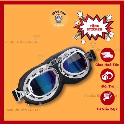 Kính Phi Công Găn Nón Bảo Hiểm 1/2, 3/4 Tạo Vẻ Đẹp Độc Đáo Cho Chiếc Nón, Cực Xinh Cute Cat
