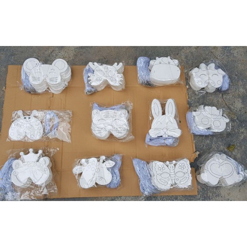 Mặt nạ trắng in hình cho bé yêu tô màu vui haloween