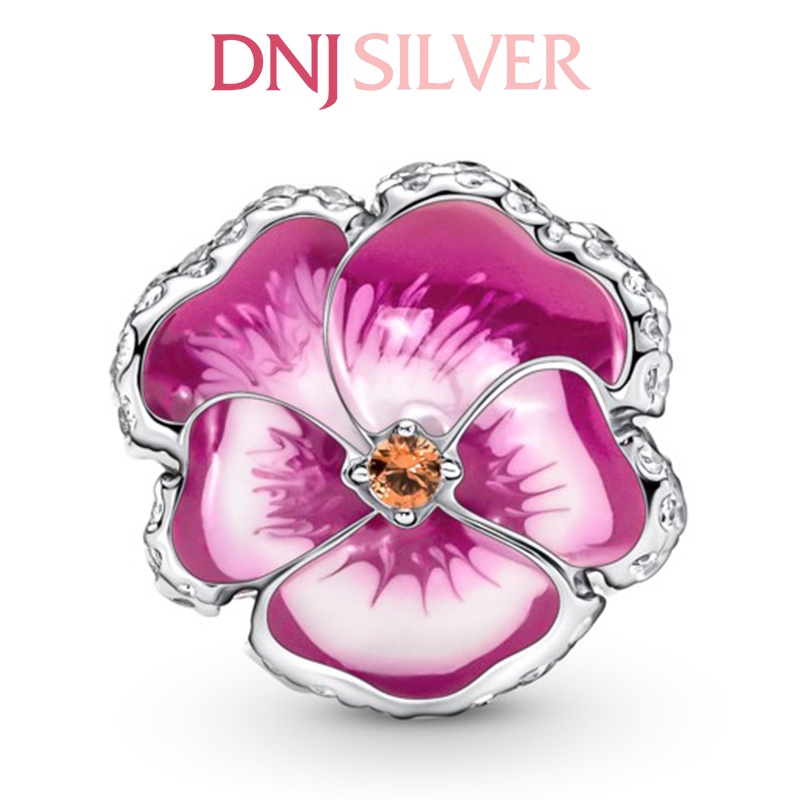 [Hàng cao cấp] Charm bạc 925 cao cấp, hàng chuẩn bạc - Charm Pink Pansy Flower thích hợp để mix vòng tay charm - DN056