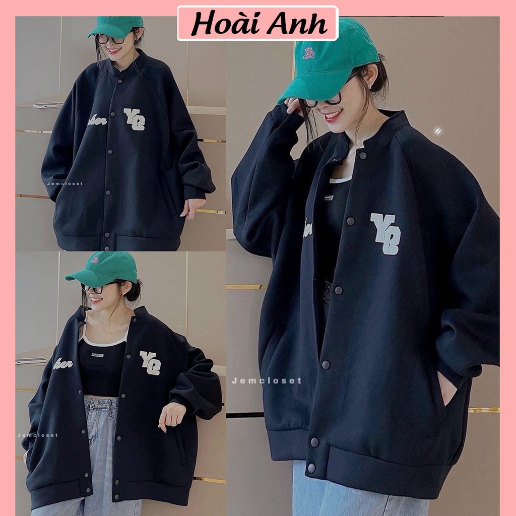 Áo khoác Nỉ Unisex Áo Bomber Unisex Form rộng In Chữ Y9 2 Lớp Lót Lông Freesize