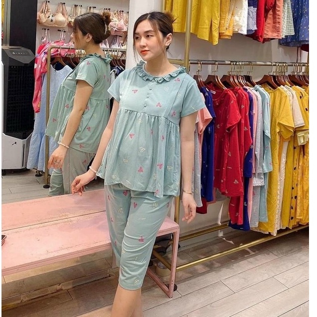 Bộ bầu và sau sinh LỬNG cho con bú, chất cotton XUÂN HÈ họa tiết trẻ trung