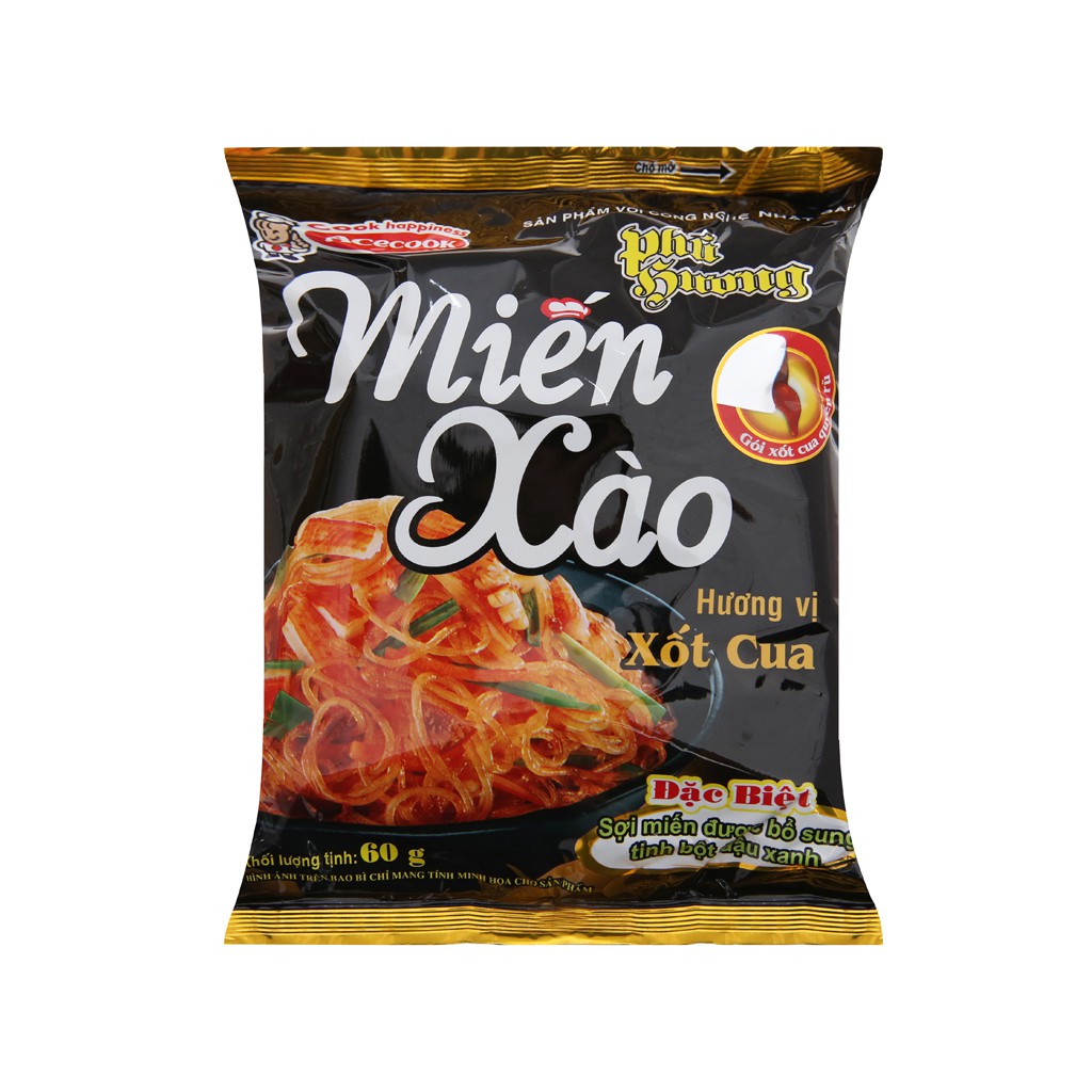 Lốc 6 gói Miến xào Phú Hương hương vị xốt cua gói 60g