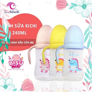 Bình Sữa Cổ rộng Kichi, Bình sữa cho bé nhựa PP 180ml 240ml  Có quai cầm