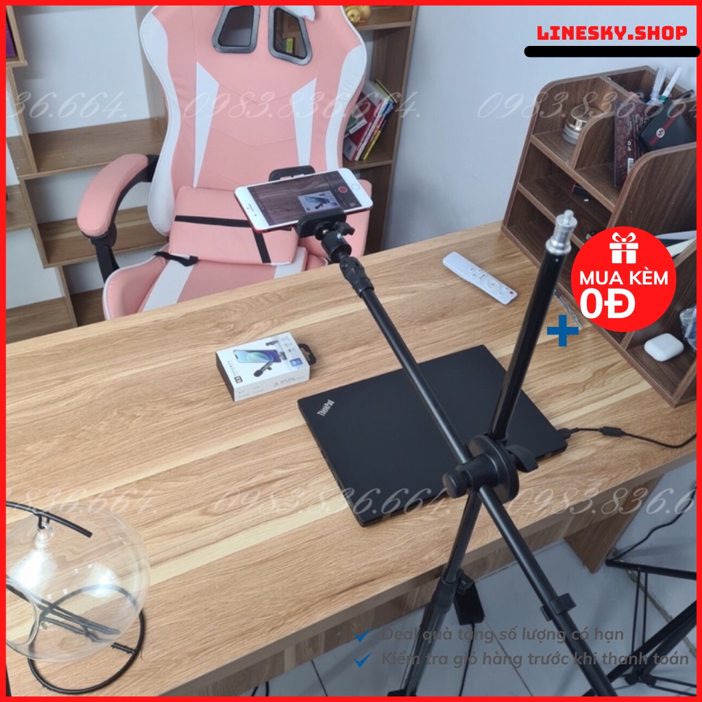 Bộ quay video review sản phẩm , livestream, spa phun xăm cao cấp chân 2.1m