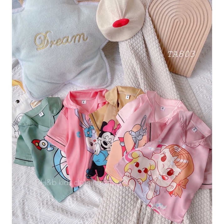 Bộ bijama lụa cho bé gái