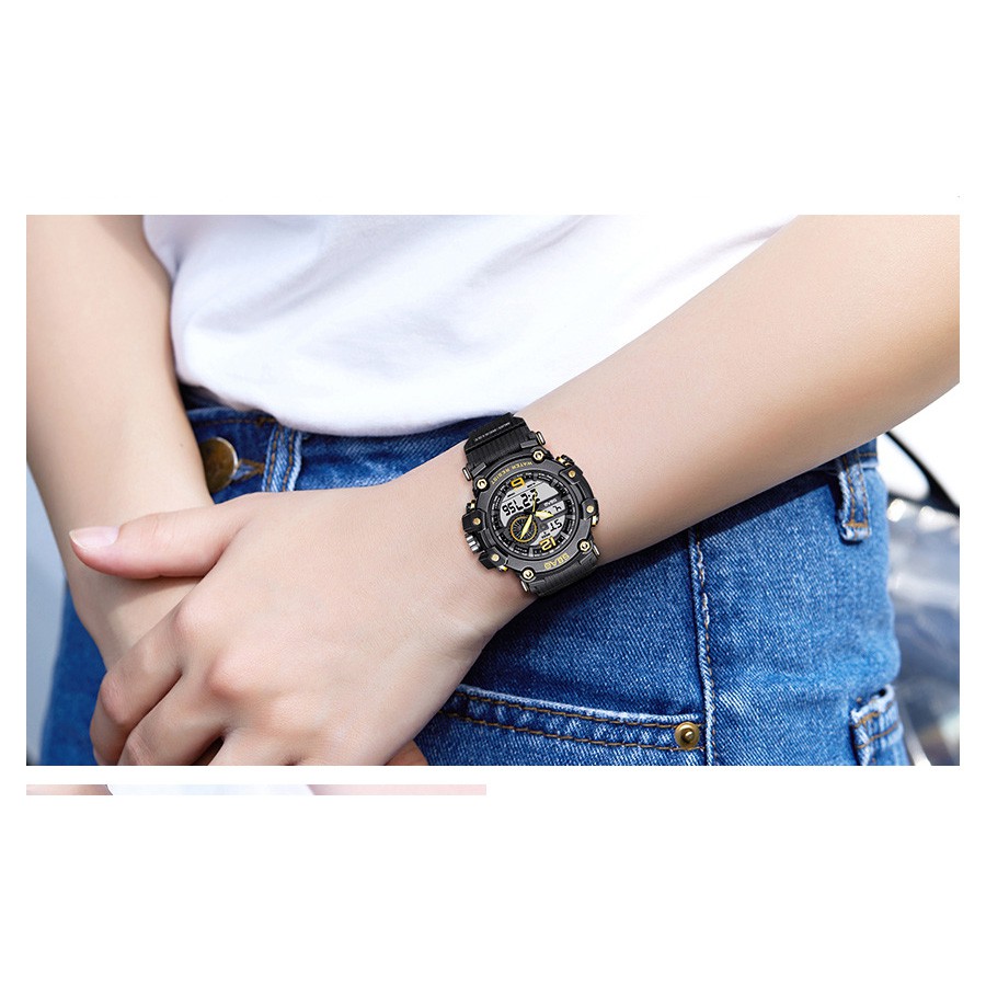 Đồng Hồ Nam SBAO SA842 Sports - 2 Máy Kim và Điện Tử Mạnh Mẽ Dây Silicone Bền Chắc mạnh mẽ nam tính