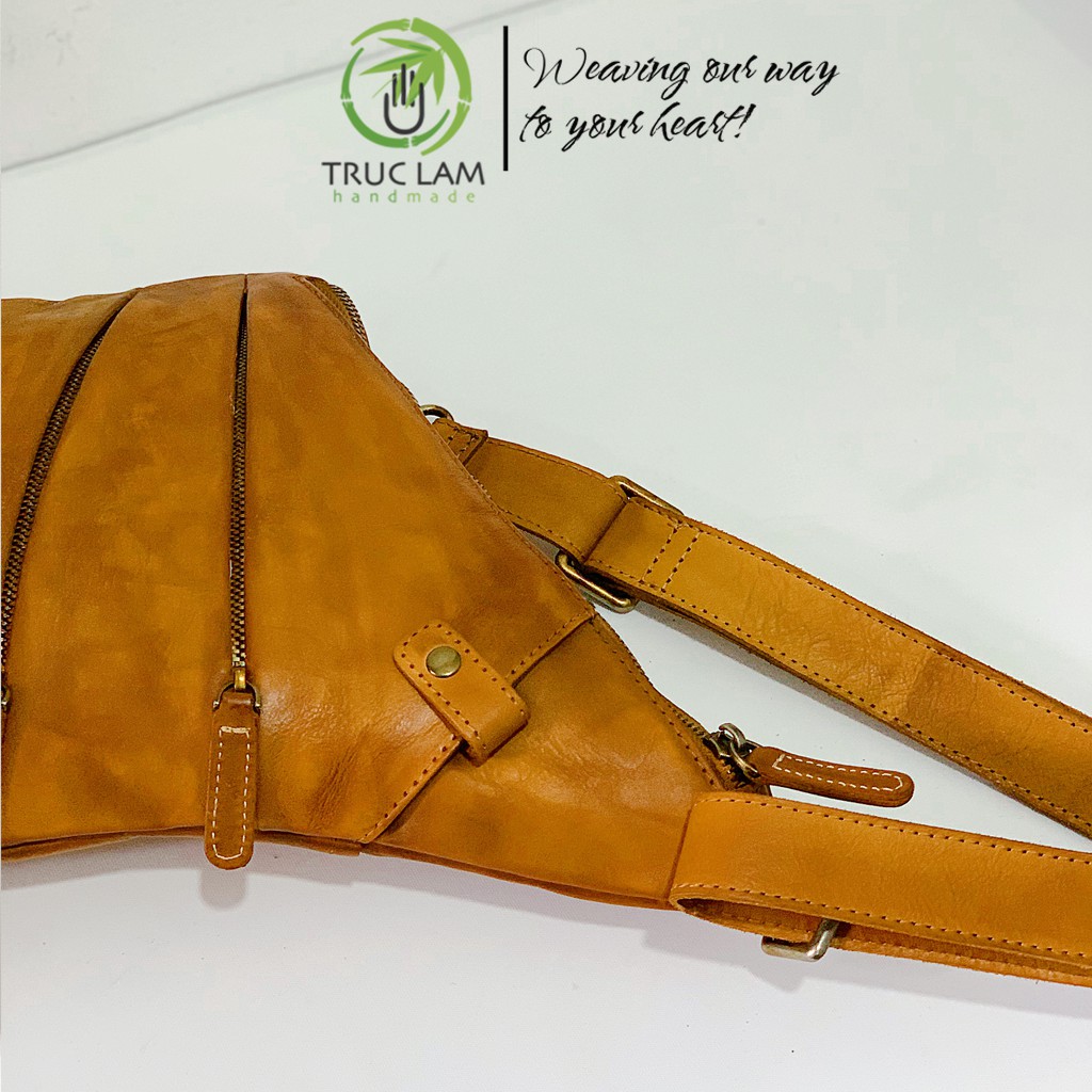 Túi Đeo Chéo Thời Trang Nam Da Bò Thật Cao Cấp Ba Khóa Kéo – Trúc Lâm Handmade