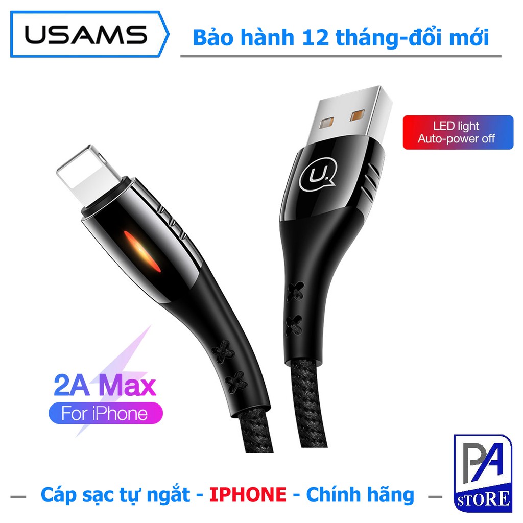 Cáp Sạc Tự Ngắt Khi Pin Đầy - Đầu lPHONE Lingtning - USAMS - Siêu PhẩmThế Hệ Mới