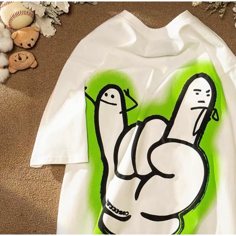 [Rẻ vô địch] Áo thun cotton tay lỡ dáng rộng - Bàn tay