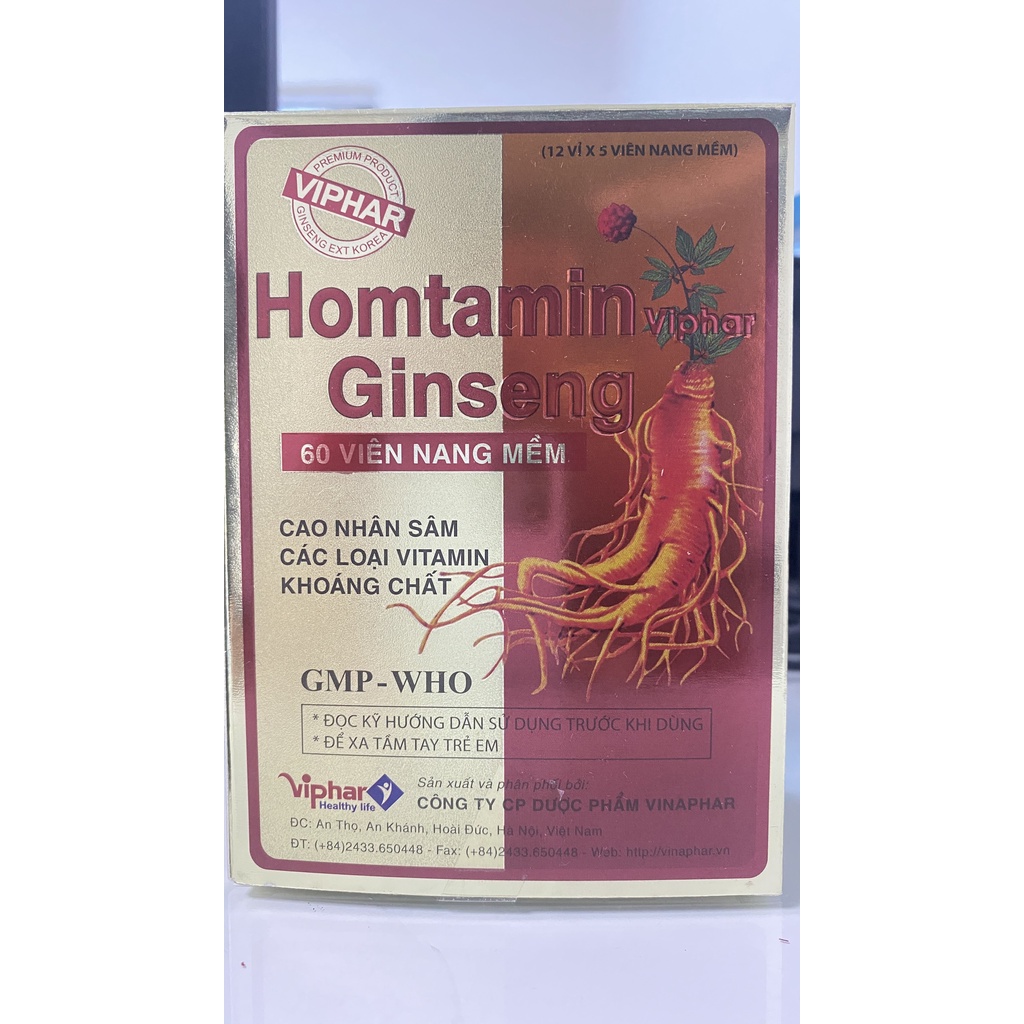 Homtamin Ginseng.Bổ Sung Vitamin,Khoáng Chất Cho Người Lớn,Phụ Nữ Có Thai,Cho Con Bú