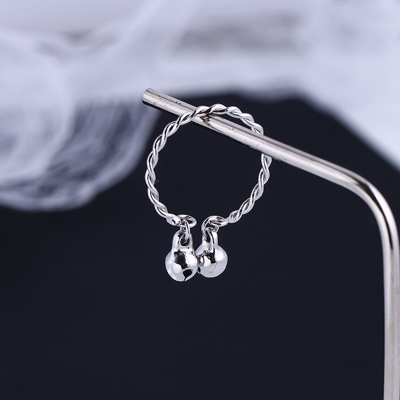 Nhẫn hở mạ bạc 925 thiết kế bện cá tính có thể điều chỉnh cho nữ