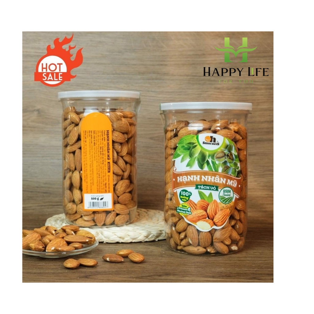 Hạt nhân tách vỏ nướng mộc hộp 500g - Happy Life for You