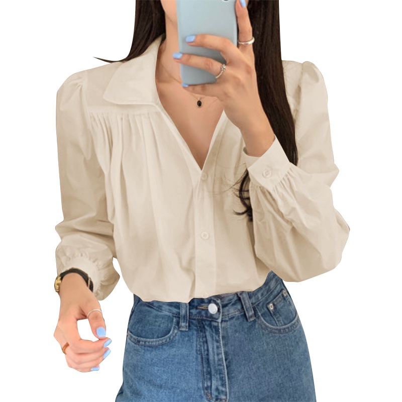 Áo kiểu ZANZEA cổ bẻ tay dài phối một hàng nút cài ngọt ngào thời trang cho nữ