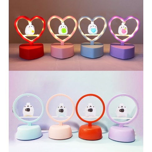 đèn led tim tròn molang DLT14 dễ thương cute hoạt hình