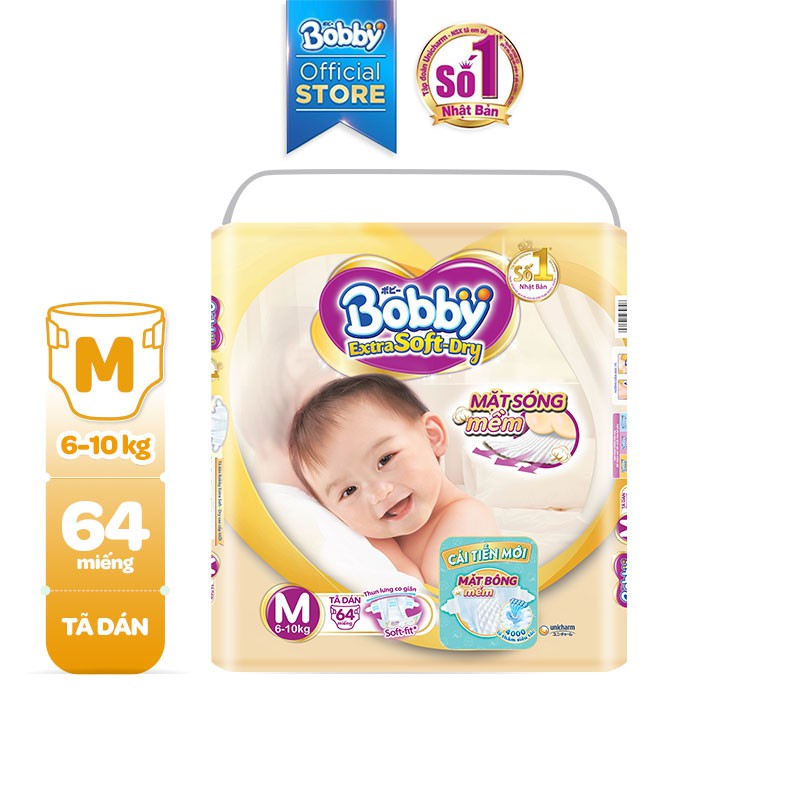 Tã Quần Cao Cấp Bobby Extra Soft Dry - Thun Chân Ngăn Hằn S70/M64/M60/L56/L52/XL50/XL46/XXL46/XXL42