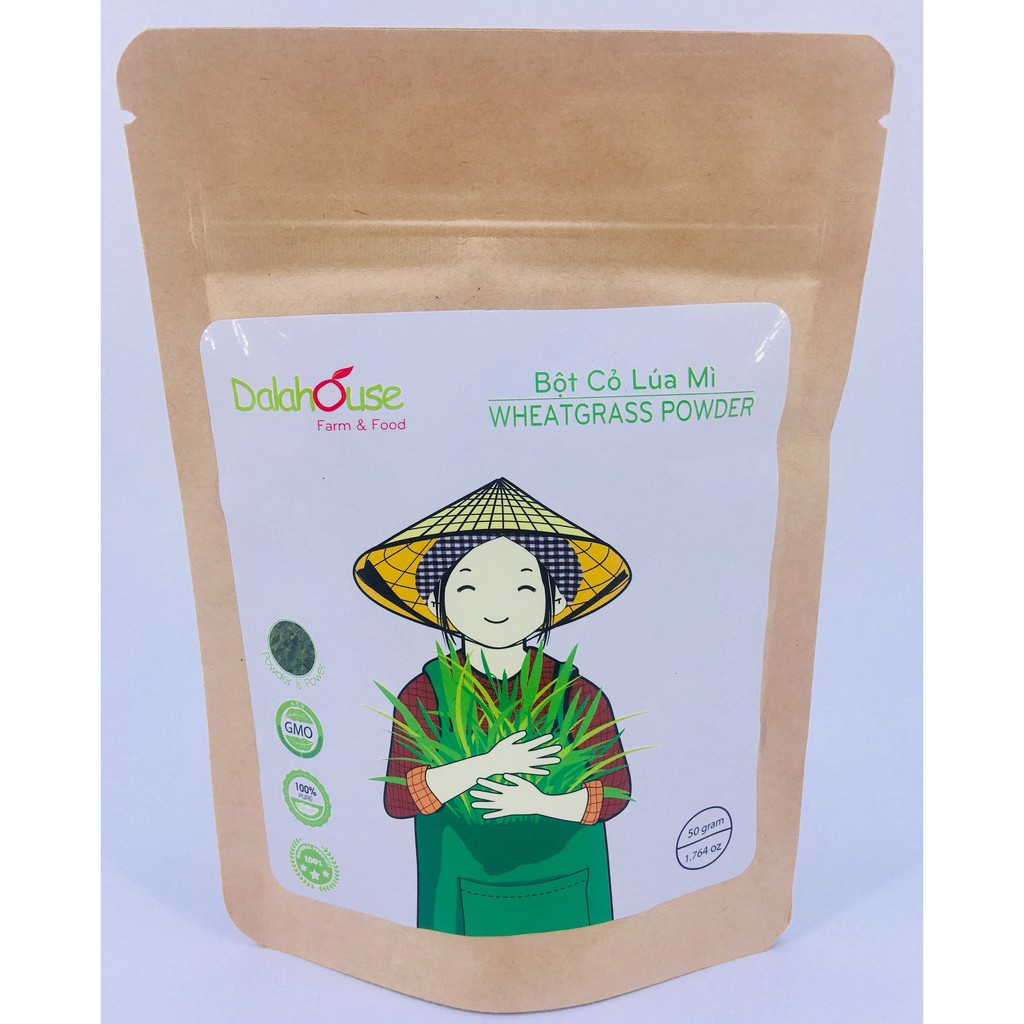 Bột Cỏ Lúa Mì nguyên chất Dalahouse 50g - detox thanh lọc cơ thể &amp; tốt cho người tiểu đường