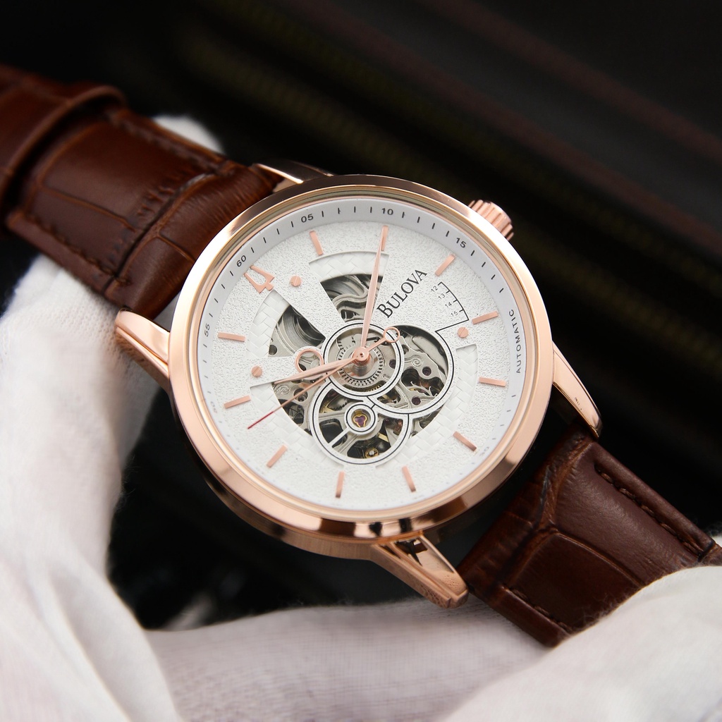 Đồng Hồ Nam Cơ Bulova Dây Da - Lộ Máy Đẳng Cấp - Kiểu Dáng Sang Trọng, Đẳng Cấp, Thời Thượng