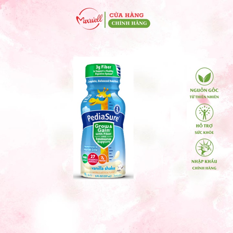 Sữa dinh dưỡng cho bé Pediasure Grow &amp; Gain with Fiber (Giàu chất xơ) 237ml - Nhập khẩu Mỹ