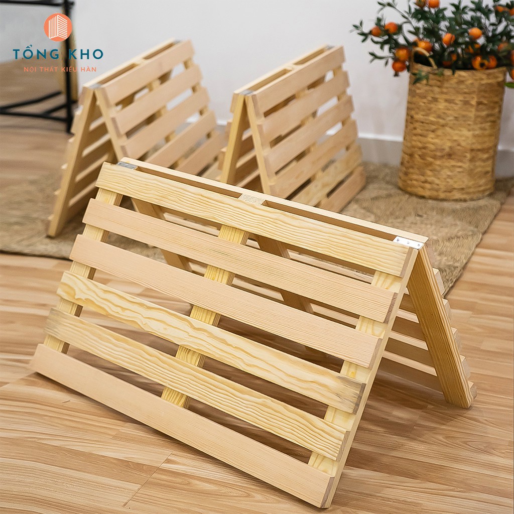 Gường ngủ Pallet lắp ghép thông minh cao 3cm Decor Hàn Quốc gỗ thông cao cấp chống mối mọt xỉn màu