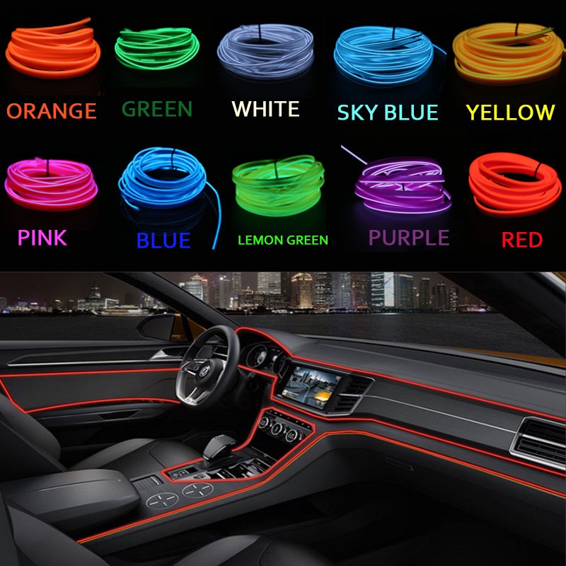 Dây Đèn led 1m 2m 3m 5m diy Trang Trí Nội Thất Xe Hơi