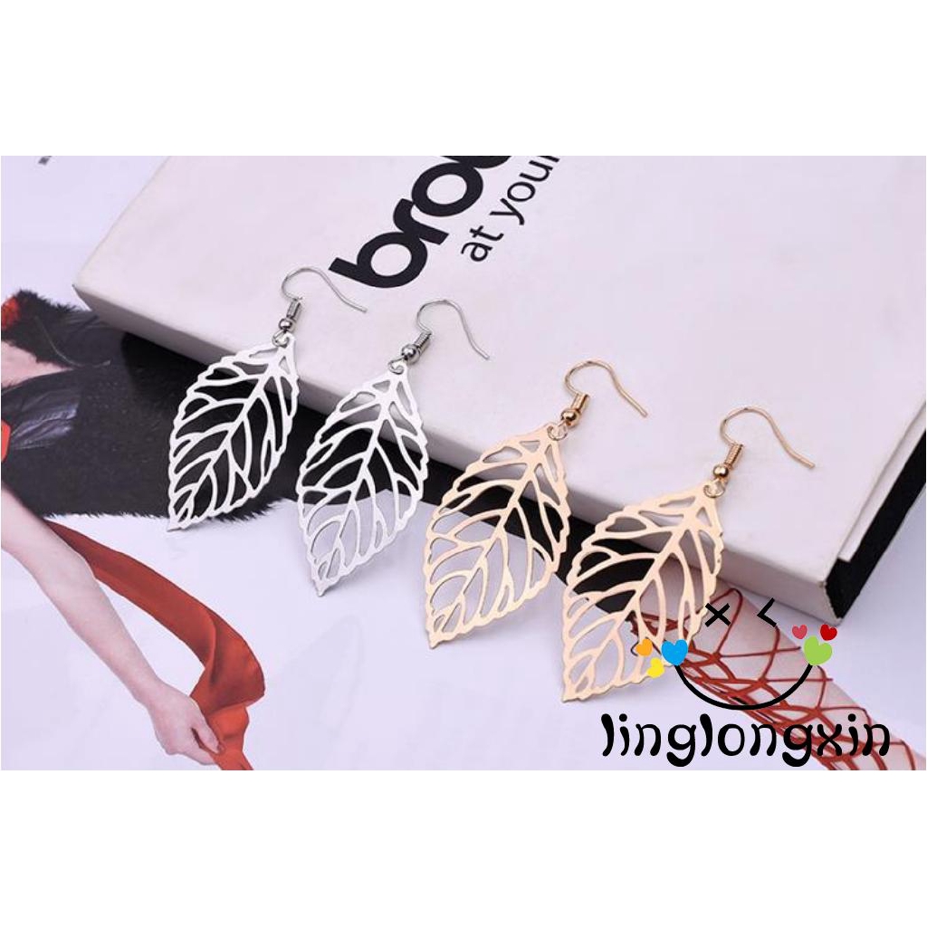 Khuyên Tai Kim Loại Hình Chiếc Lá Thời Trang Cho Nữ 1-8 Tuổi