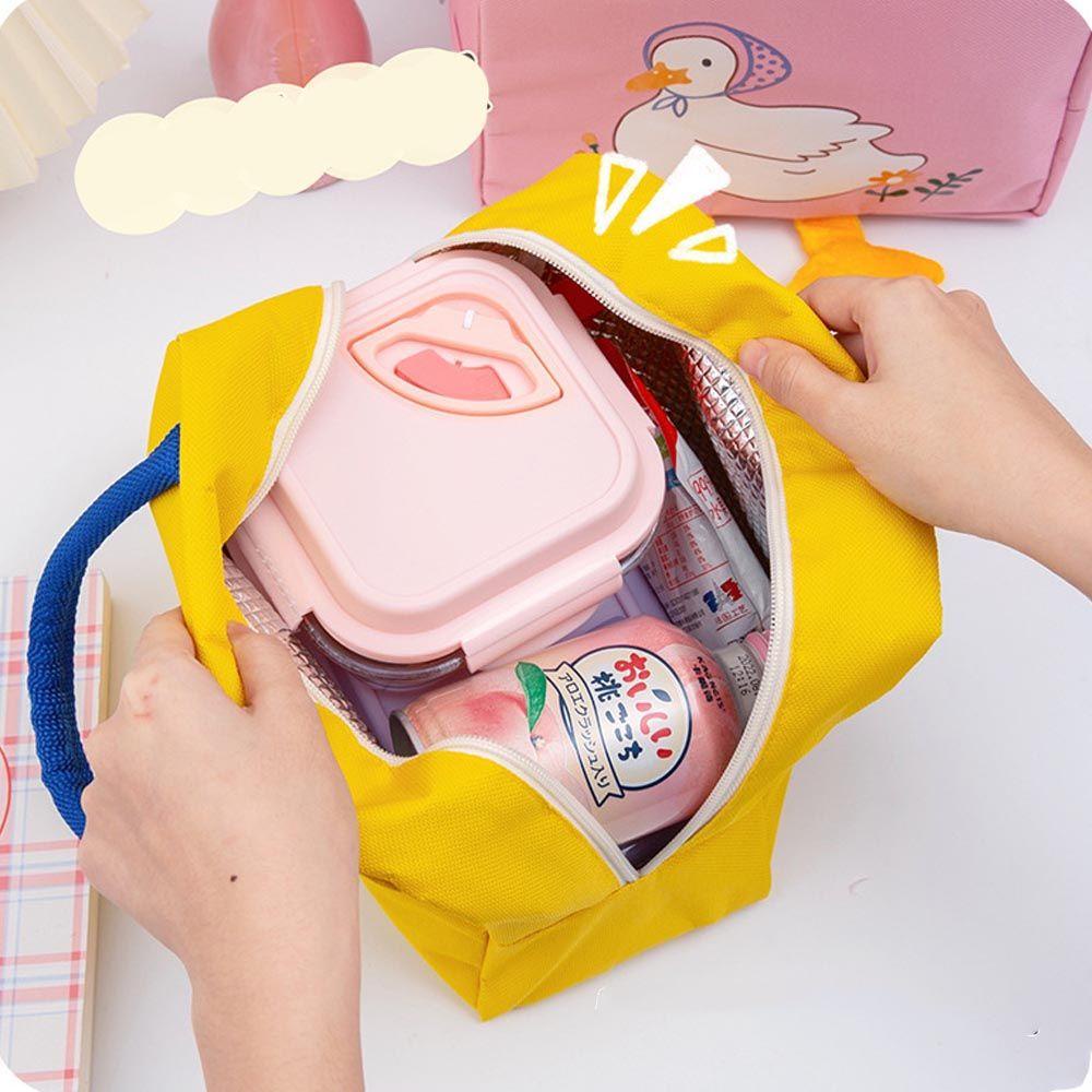 Túi Đựng Hộp Cơm Trưa Giữ Nhiệt Chống Thấm Nước In Hình Vịt Dễ Thương Tiện Dụng