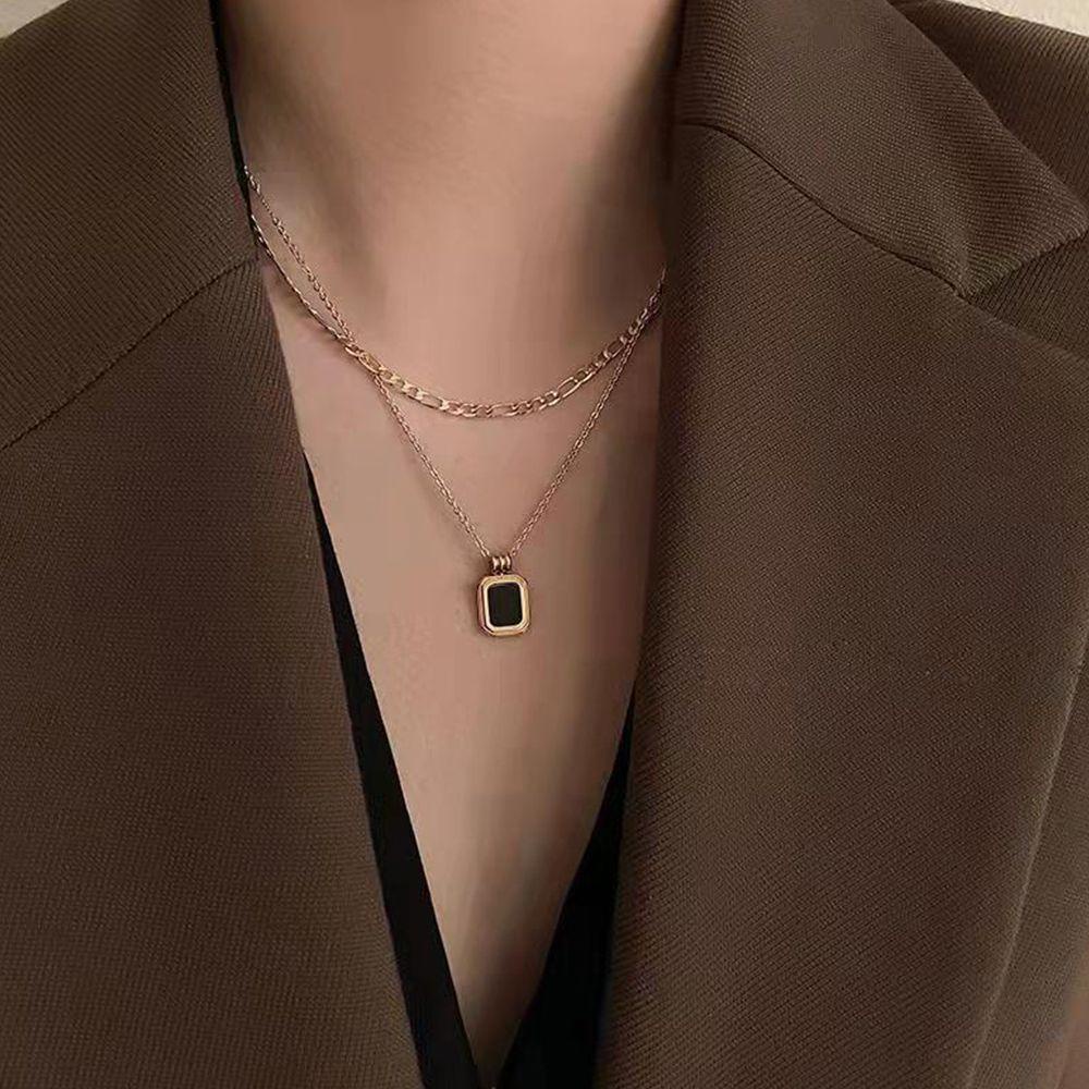 AROMA Vòng Cổ Choker Mặt Khối Lập Phương Bằng Đồng Đơn Giản Sáng Tạo Phong Cách Hàn Quốc