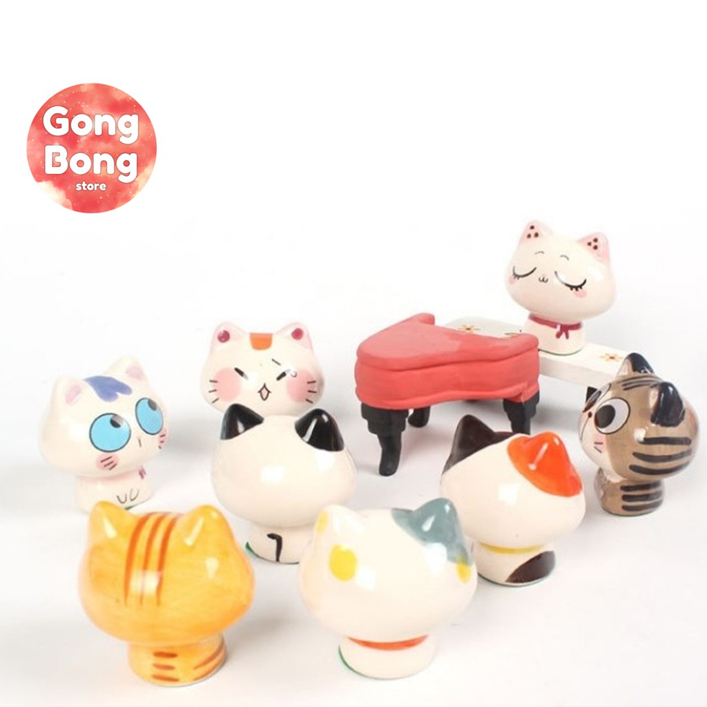 Mô hình mèo sứ để bàn, trang trí decor phòng, quà tặng sinh nhật Gong Bong Store
