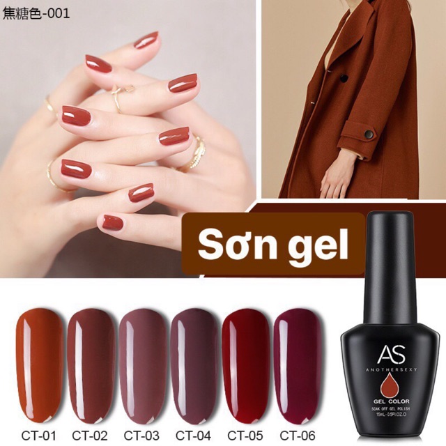 Sơn gel AS tone nâu đỏ - CT ( chai đen )