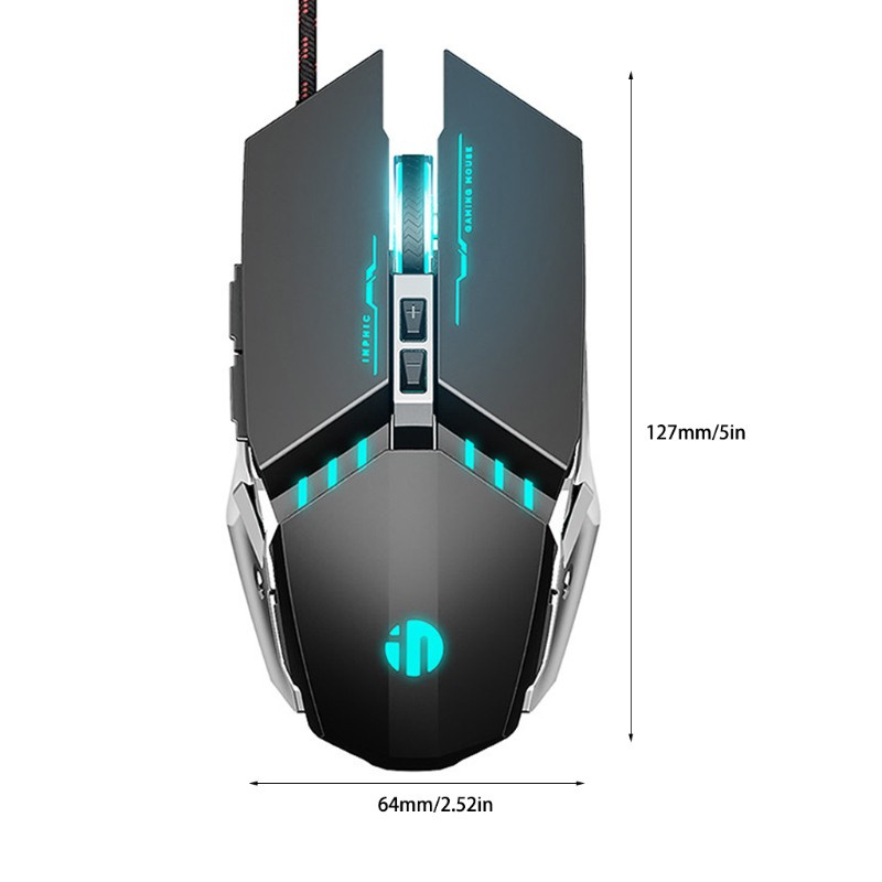 lucky* Wired Macro Programming Metal Mechanical Mouse LED Breathing Light 4 Gear DPI Adjustable Computer Laptop Gaming Mouse