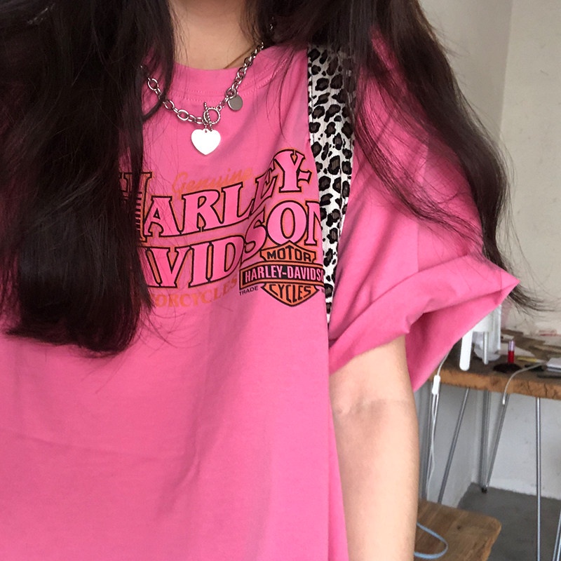 Áo thun tay ngắn cổ tròn dáng rộng in họa tiết phong cách Hàn Quốc trẻ trung dành cho nữ